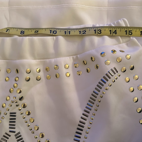 Ashley Stewart white embellished studded skirt elastic waist - Picture 4 of 5